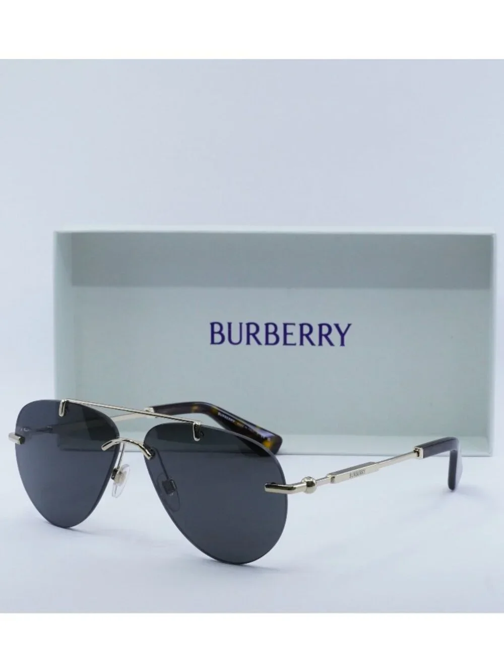 Burberry BE3151 110987 Aviator Sunglasses - Light Gold / Dark Grey